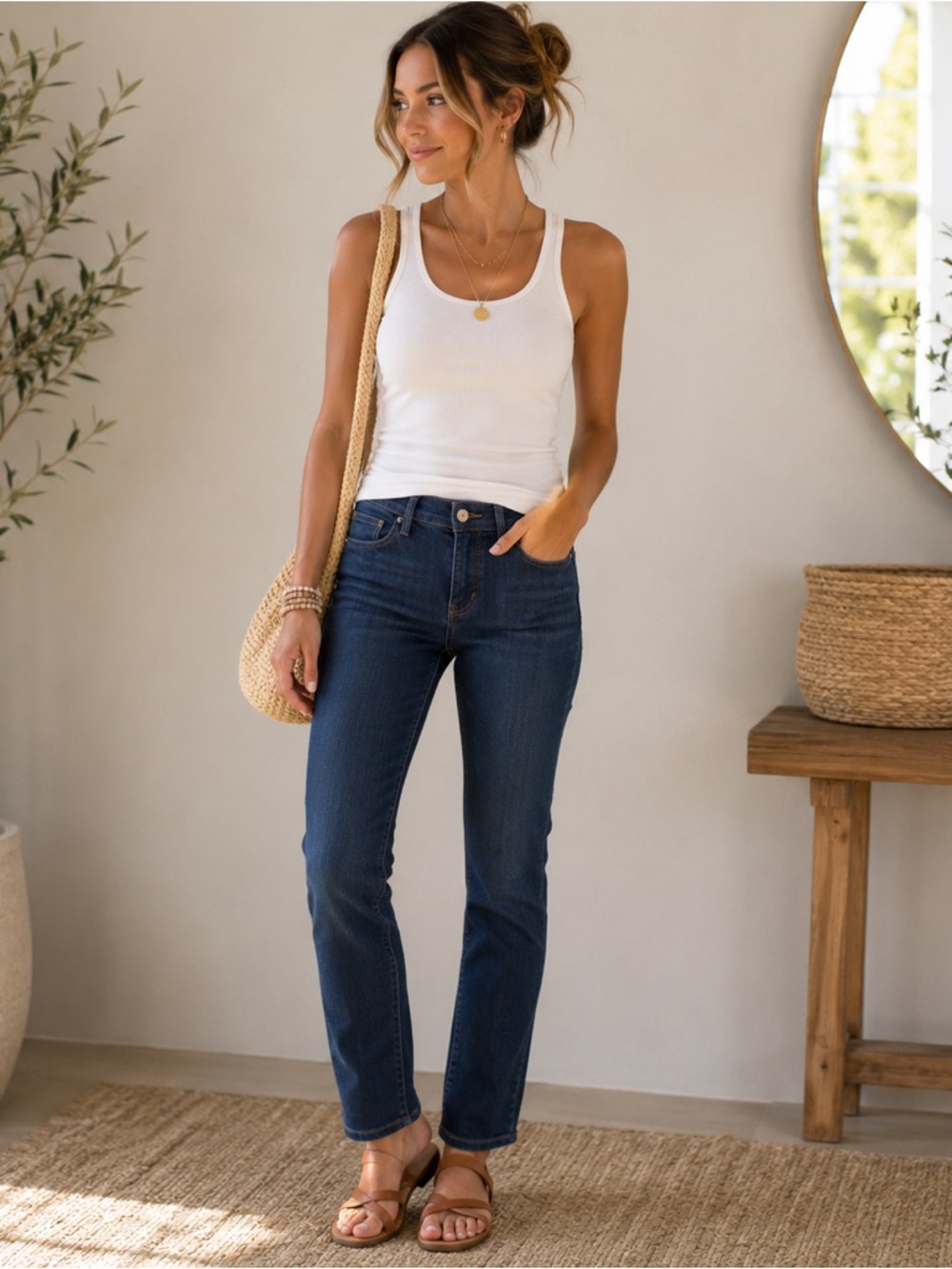 LOFT Dark Blue Straight Leg Jeans